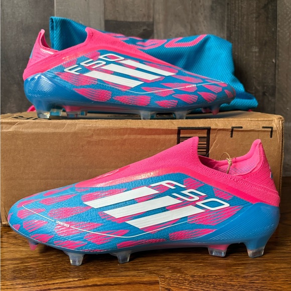 Adidas F50 Elite Laceless FG Blue Pink Soccer Cleats IE8603 Men's RARE Size 8 - Picture 1 of 7